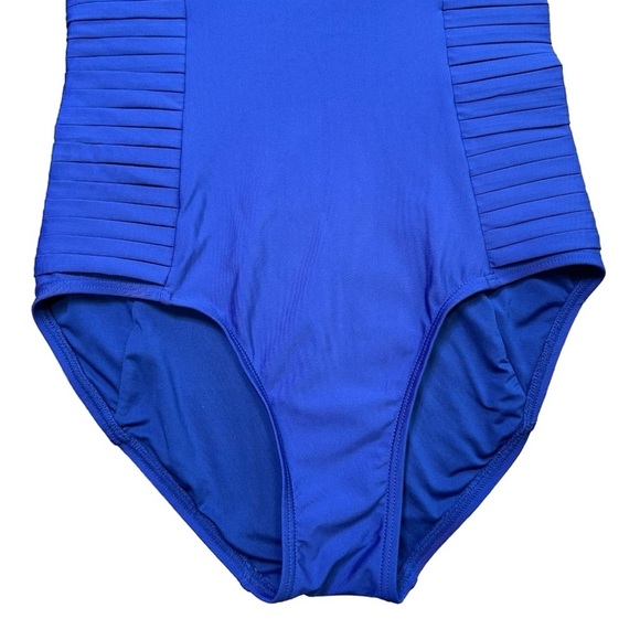 Calvin Klein Royal Blue One Piece Bathing Suit Pleated Sides Size 6 Womens - Picture 6 of 11
